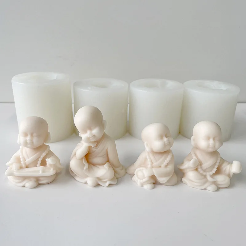 Monk Plaster Candle Making Mould Buddha Statue Crafts Decoration Silicone Mold