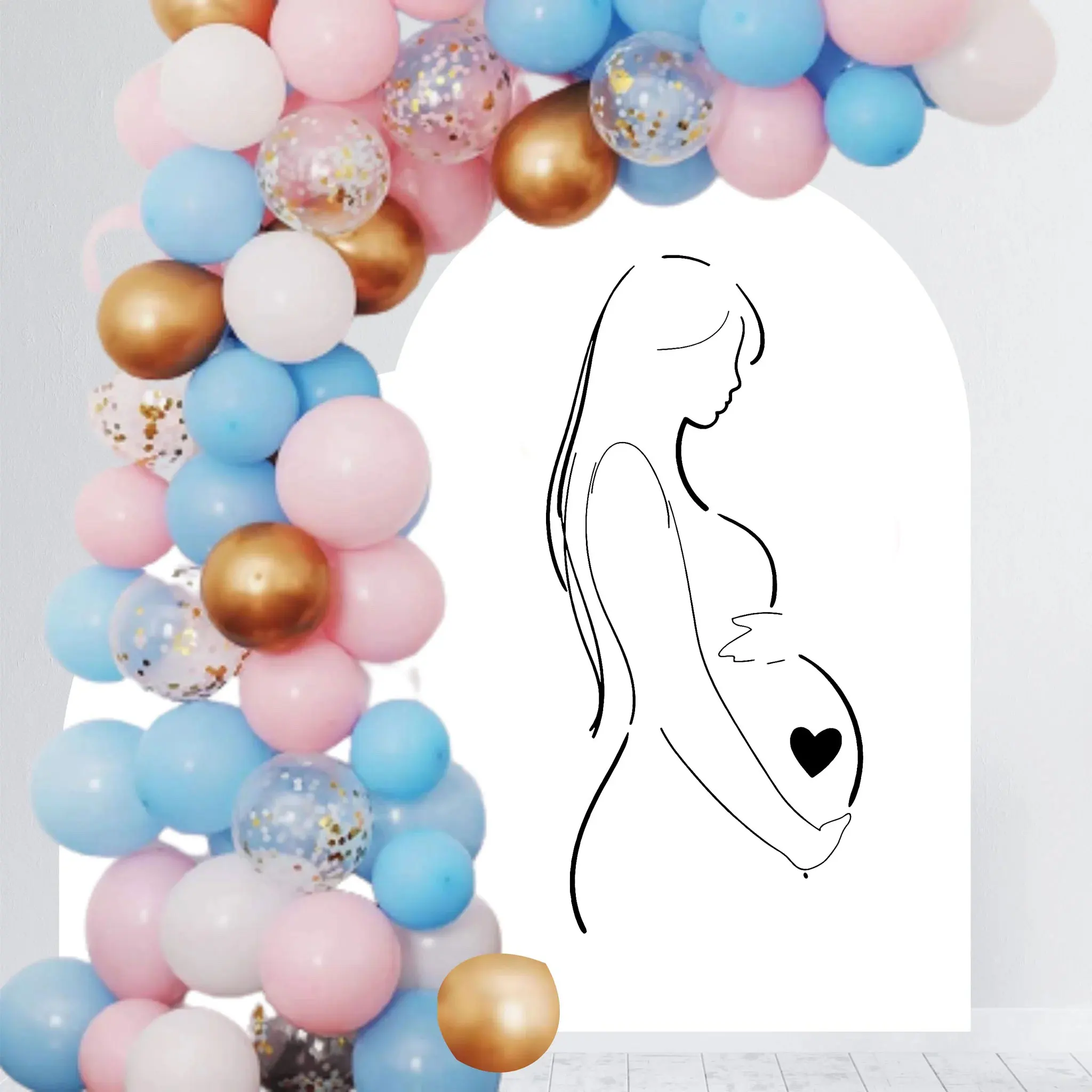 Pregnant Women Decal Vinyl Pregnant Women Silhouette for Baby Shower Wall Sticker Gender Reveal Party Balloon Arch Decor Z646