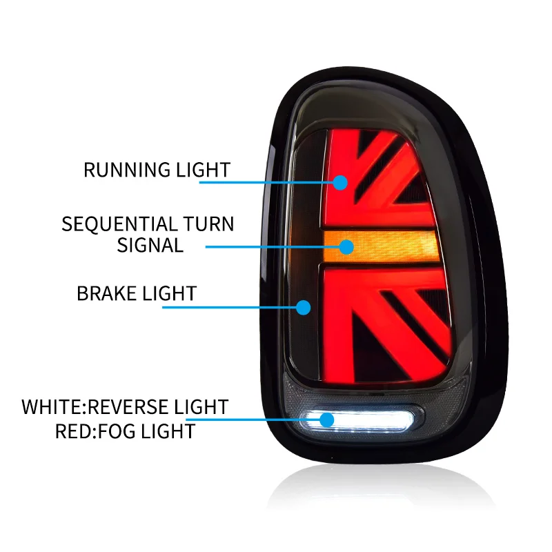 Montaje de luz trasera para Mini Countryman R60 2010-2016 Mini R60, luz de marcha LED, señal de giro secuencial, luz de freno LED