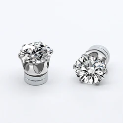 Unisex Magnetic Stud Earrings Round Crystal Rhinestone Clip Earrings Women Men Non Piercing Fake Earring Fashion Jewelry