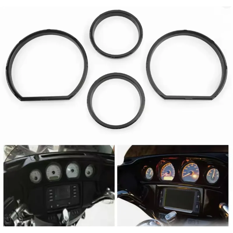 Super Sale Motorcycle Instrument Board Bezel Kit Speedometer Trim Ring Inserts for Harley Electra Glide Road Glide Tri Glide 14-