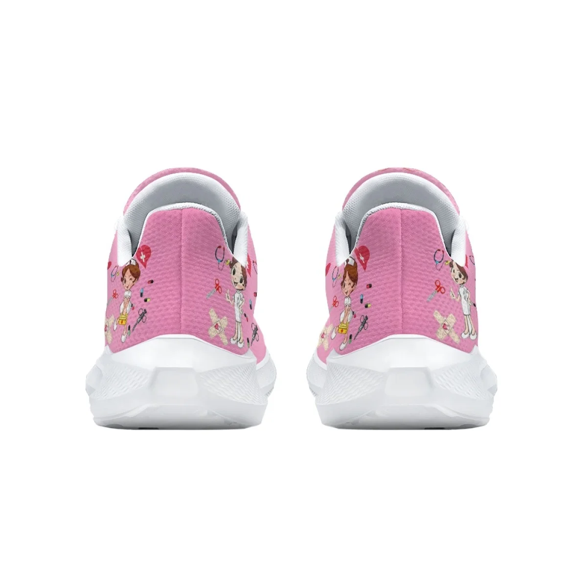 New Pink Nurse Medical Device Teeth Pattern Woman Men Spring Autumn Outdoor Work Sneakers Mesh Shock Absorbing Running Shoes DIY