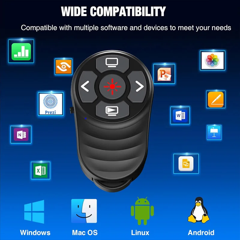 2.4 جيجا هرتز عرض لاسلكي للتحكم عن بعد البنصر USB نوع C قابلة للشحن PPT الفرس لنظام التشغيل Windows-MAC OS Linux Android
