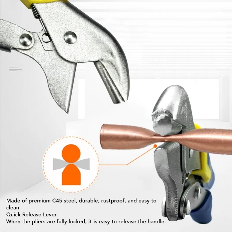 E5 Pinch Off Pliers C45 Steel 7mm Straight Jaw Locking Pliers Tool For Copper Hoses Sealing Pliers Copper Tube Sealing Tool