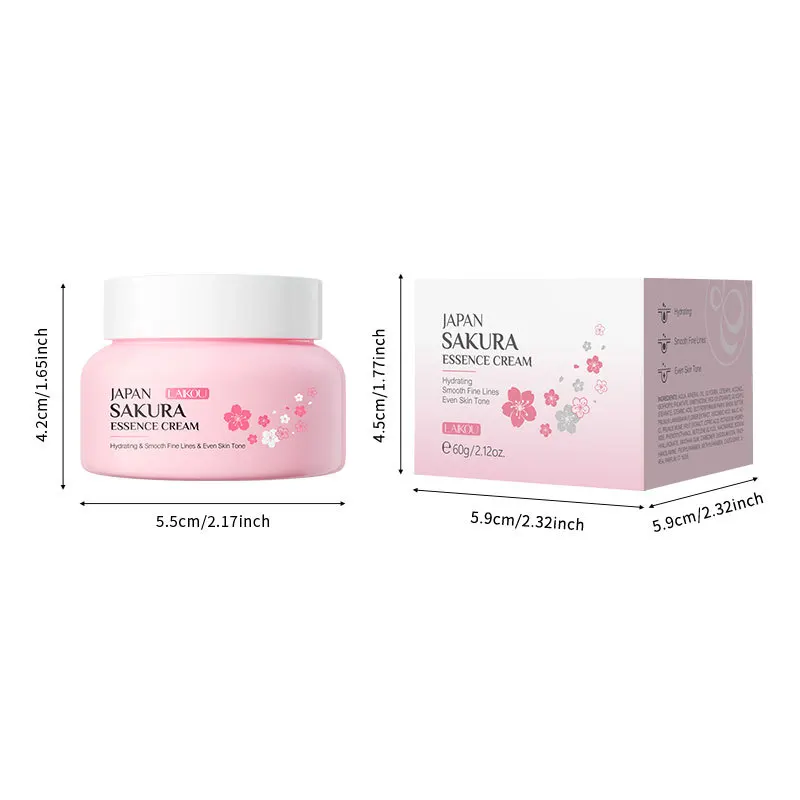 LAIKOU 60g Japan Sakura Essence Cream Cherry Blossom Krem do twarzy Nawilżający Poprawiający Suchość i Szorstność Pielęgnacja skóry twarzy