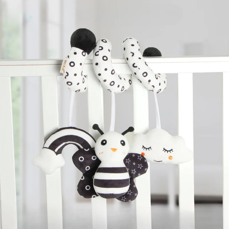 Hängende Spielzeuge Autos itz Krippe mobile Baby Baby Spirale Plüsch Bett Kinderwagen Bar schwarz