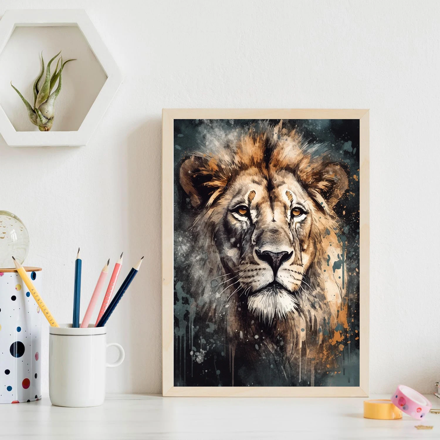 1pc DIY 5D Diamond Painting Full Diamond Old Lion King Diamond Painting, Handmade Home Art Gift Diamond Painting Kit