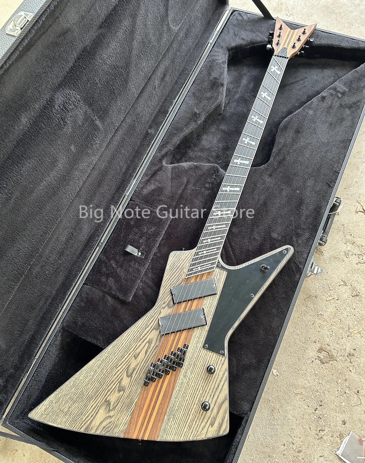 Factory 7 Pieces Neck Through Body 6 Strings Electric Guitar Ebony Fretboard Fanned Frets 762mm and  864mm scale Customizable