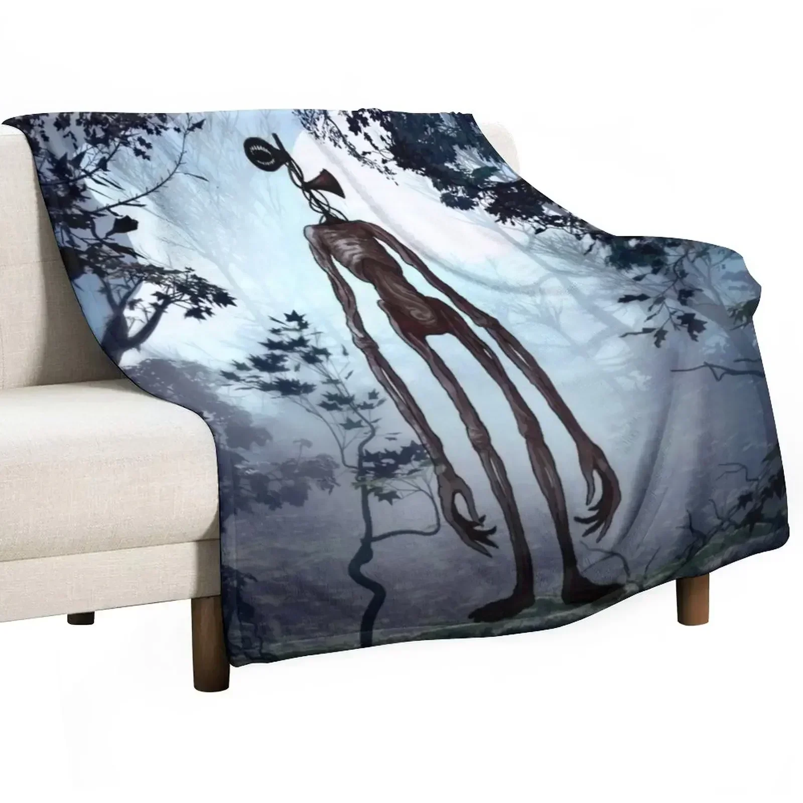 

Siren head in dark forest Throw Blanket Elegant Warm Throw Blanket for Hotel Home
