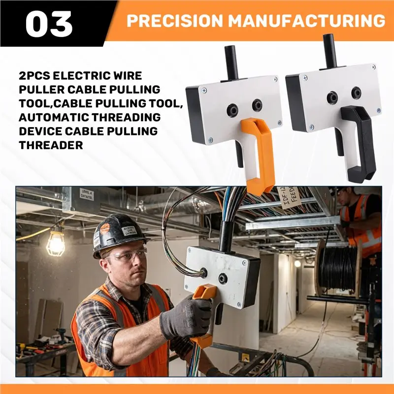 A02M-Automatic Threading Device Electric Wire Puller 2Pcs Cable Pulling Threader Tool, Cable Pulling Tool