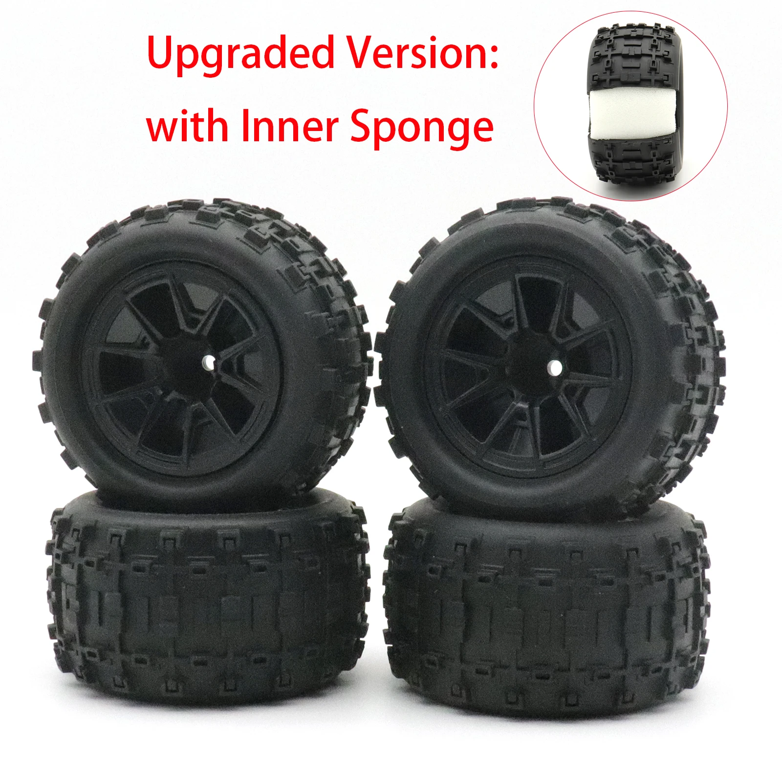 Skidproof Rubber Wheel Tyre Wear-resistant Off-road Vehicle Tire Upgarde Parts for Smax 1625 1635 Wltoys 144001 124018 HBX16889