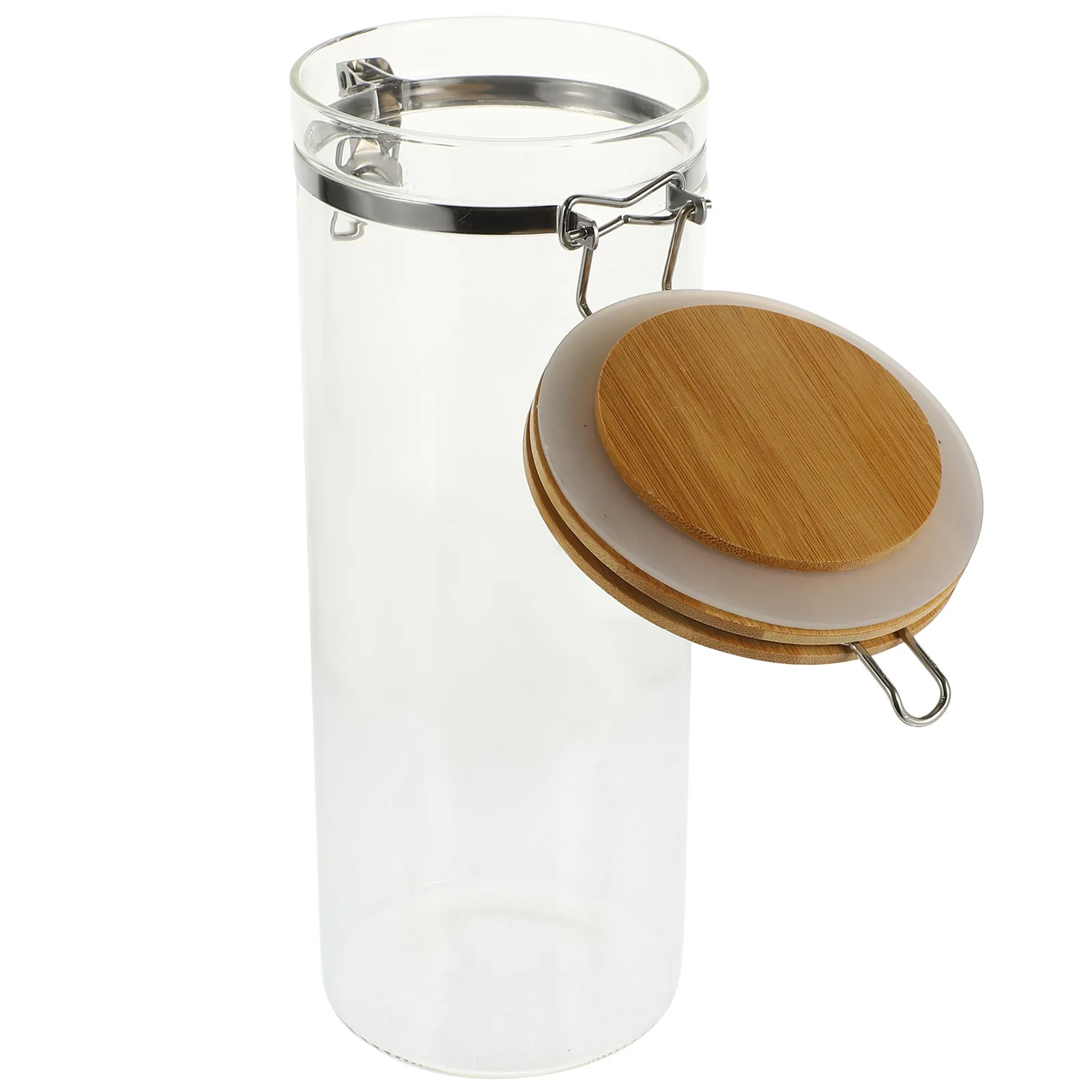 

2300ml Stainless Steel Storage Jar Airtight Large Capacity Grain Container Food Canister Kitchen ganizer Glass Lid