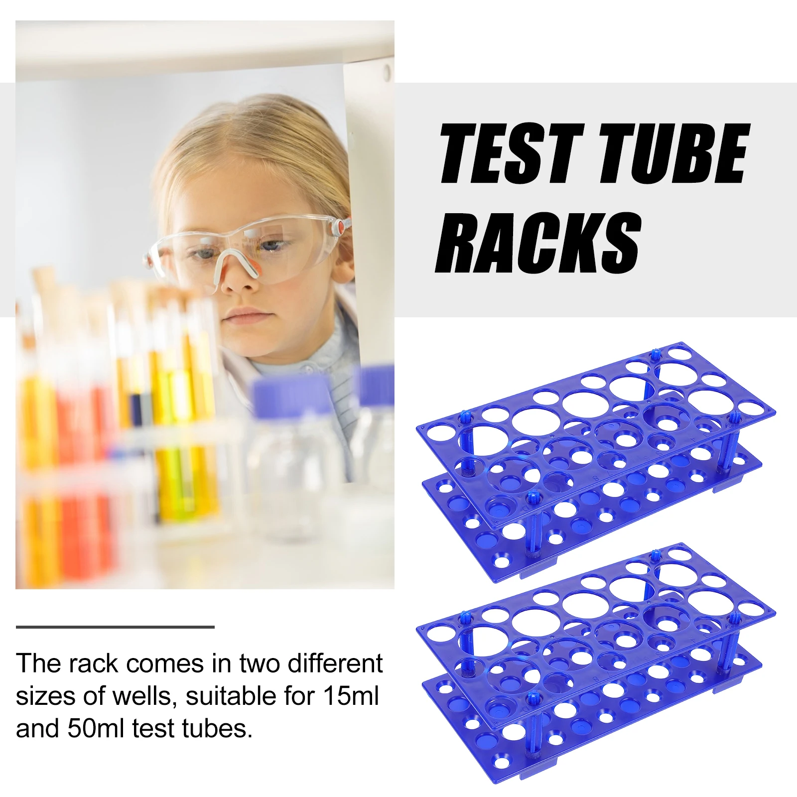 

2 Pcs Lab Tube Rack Test Tubes Shelf Holder Blue Plastic Detachable Stand