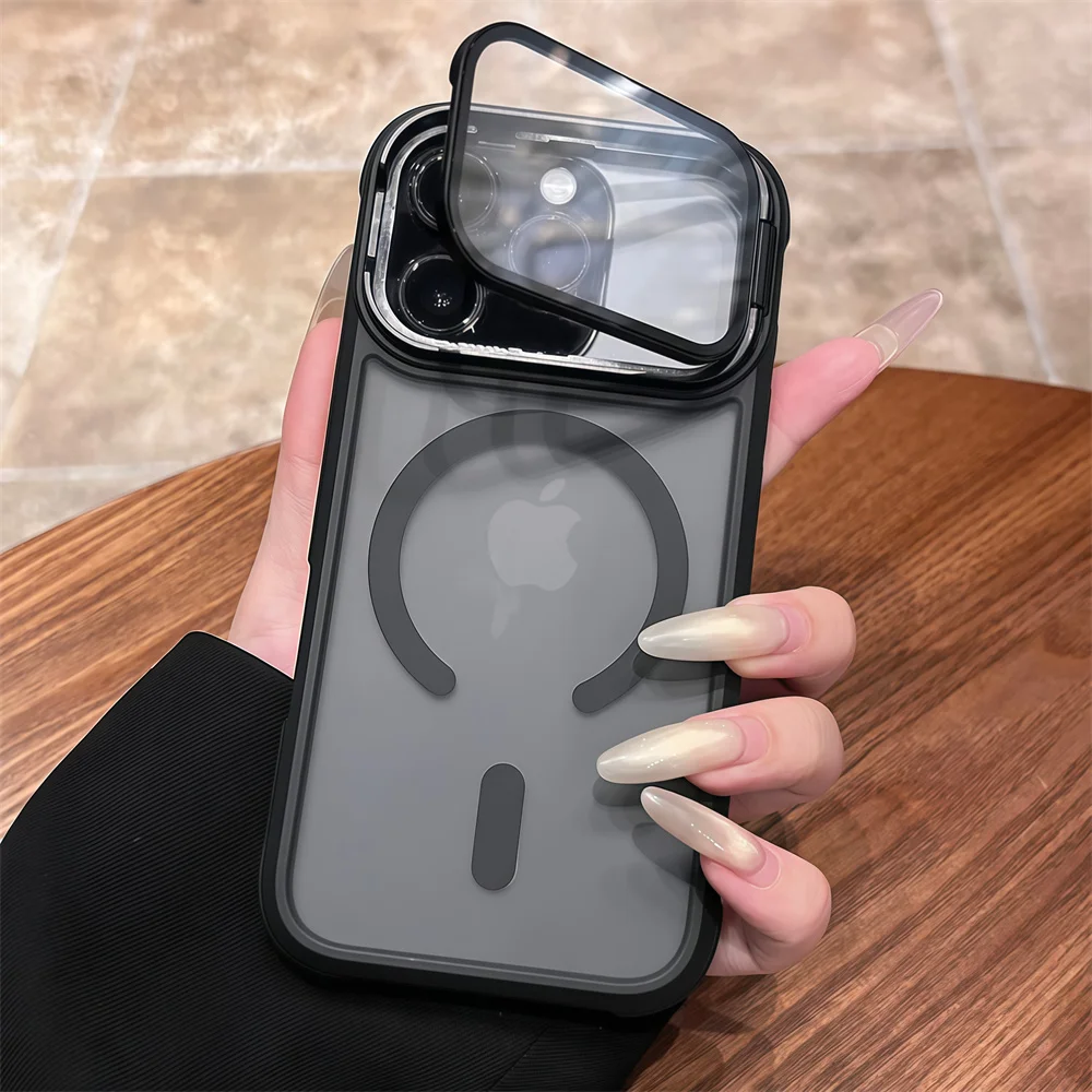 Vollständig ausklappbarer Linsen-Ständer für Magsafe Armor Magnetische Handyhülle für iPhone 18 17 16 15 14 13 12 Pro Max, kabellose Ladefunktion, matte Abdeckung – Detail 12