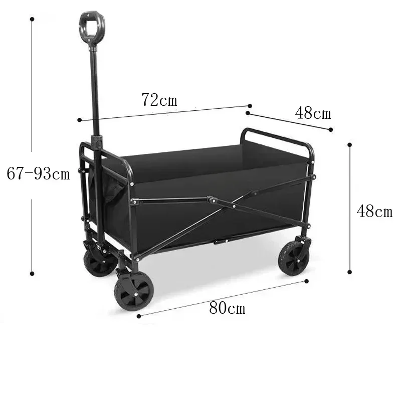 Portable Camping Trolley Large Capacity Outdoor Foldable Carts For Beach Or Shopping Adjustable Handle Height Storage Cart