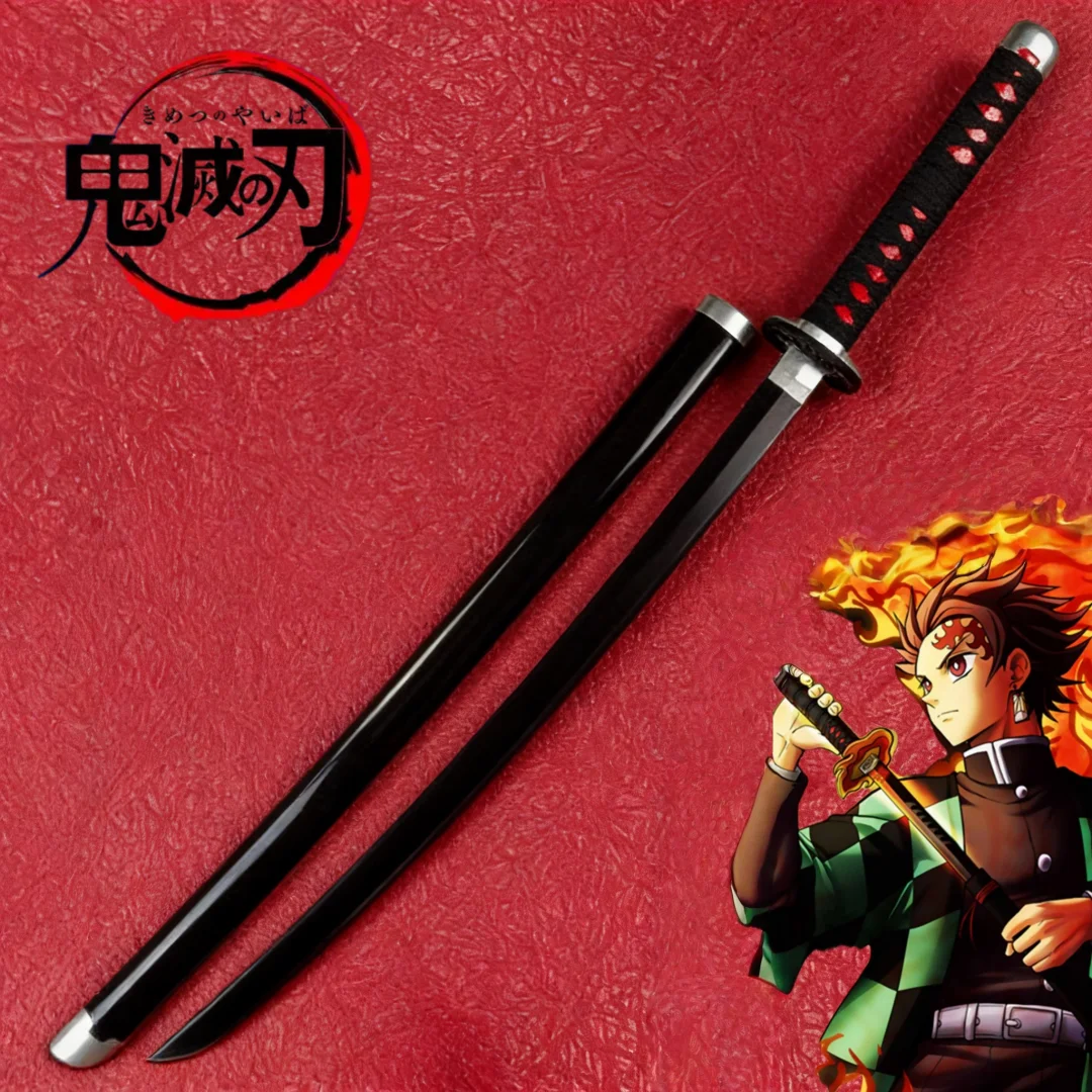 40inch Demon Slayer Tanjiro Katana Samurai Sabre Kimetsu No Yaiba Anime Sword Cosplay Prop Real Size Japanese Katana Toy Gift