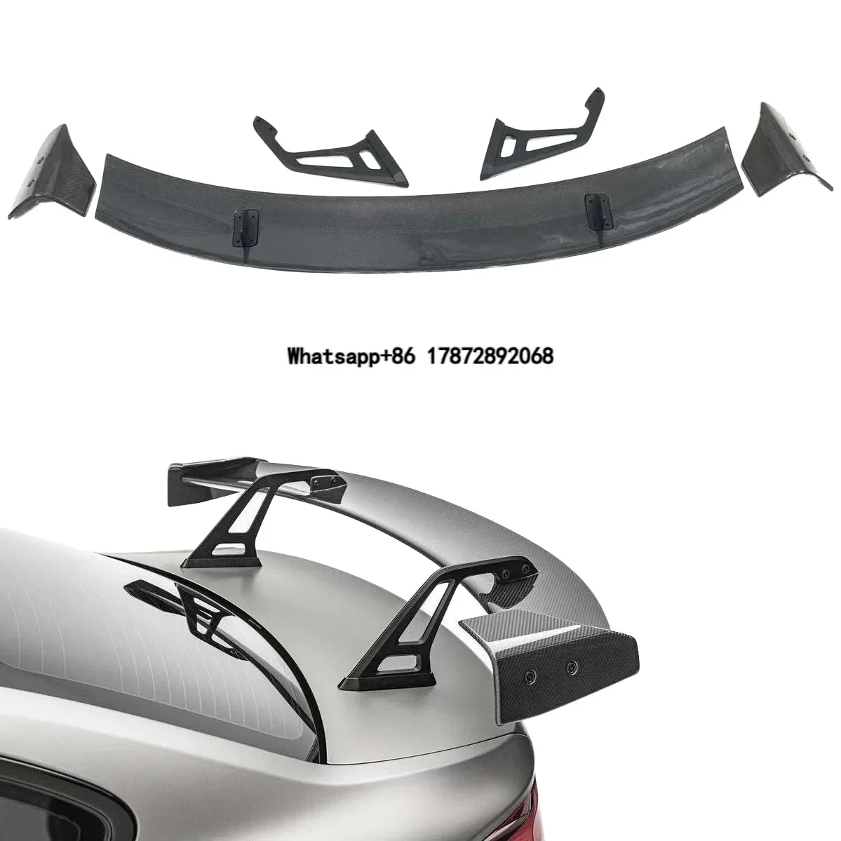 

Carbon Fiber AD Style Swan Neck Wing Double Deck Polished Finish Rear Spoiler for F87 F80 F82 M2 M3 M4 Trunk Lip Universal