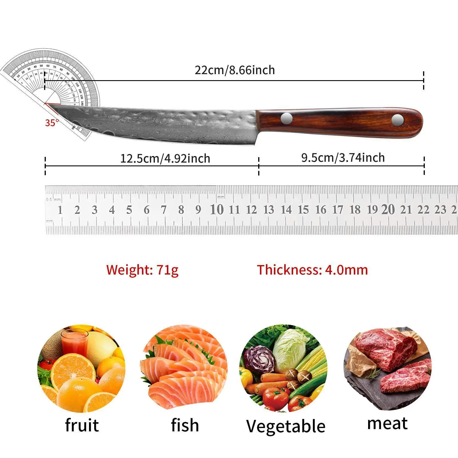 سكين فاكهة دمشق مستورد لقطع اللحوم والعظام سكين خاص لقطع البطيخ وتقشير الفاكهة سكين صغير #6
