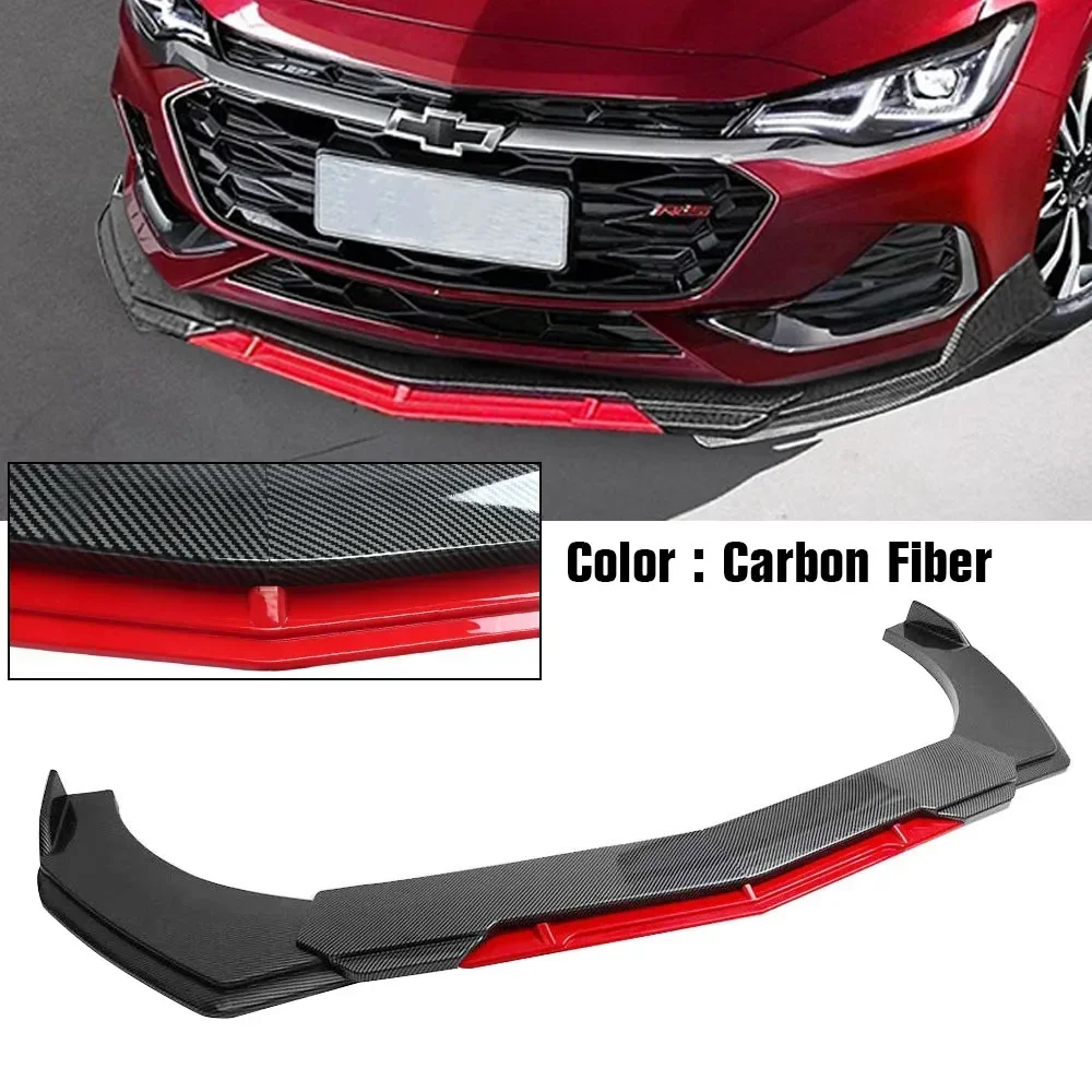 5Pcs Universal Car Front Bumper Lip Body Kit Spoiler Carbon Fibe Decorative Strip Bumper Canard Lip Splitter Sedan Front Shovel