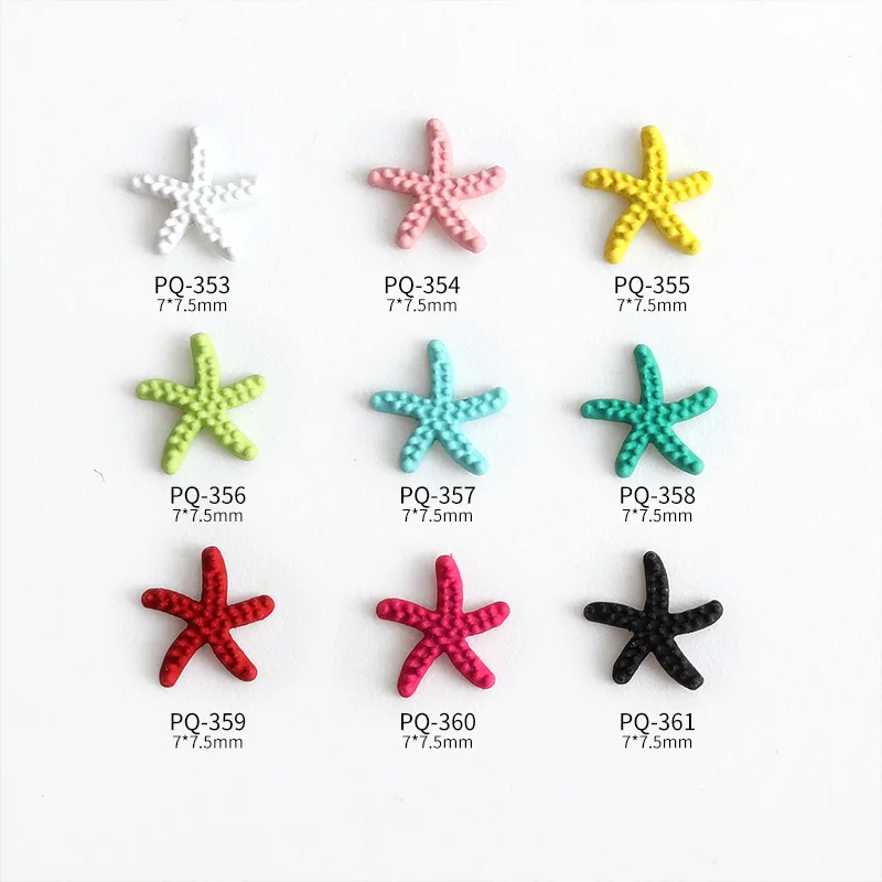 

10pcs/Bag New Ocean Style Spray Painted Starfish Alloy Jewelry Colored Spray Painted Alloy Starfish Nail Art Charms Decorations