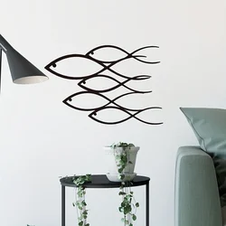 Nautical Metal Wall, Art School Fish Wall, Home Living Room Office Bedroom Kids Room Wall Decor Painting Wall Sticker
