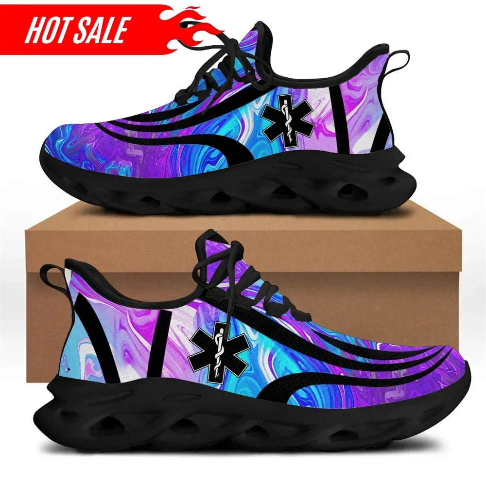 

Hot Paramedic EMT EMS Design Holographic Shoes Casual Flat Sneaker Ladies Lace Up Light Walking Shoe Breathable Footwear