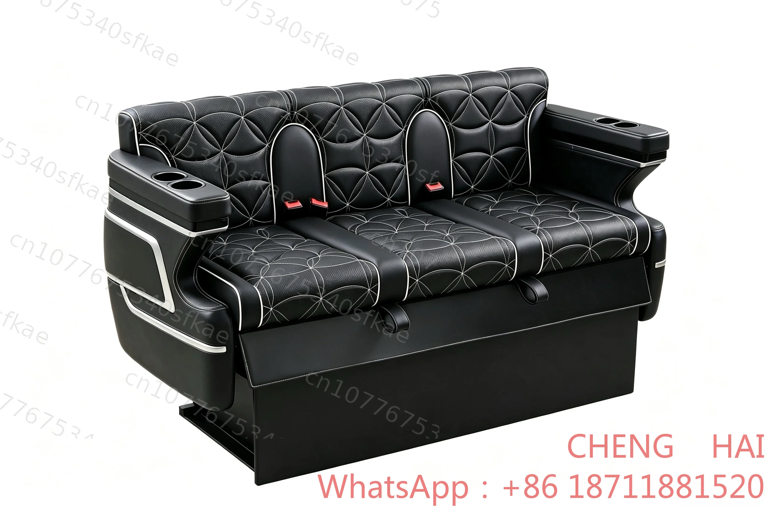 Customized CHENG HAI  Electric Adjustable MPV Rear 3Passenger Sofa With Dual Armrest Cup Holders Car Modified Long Bench S