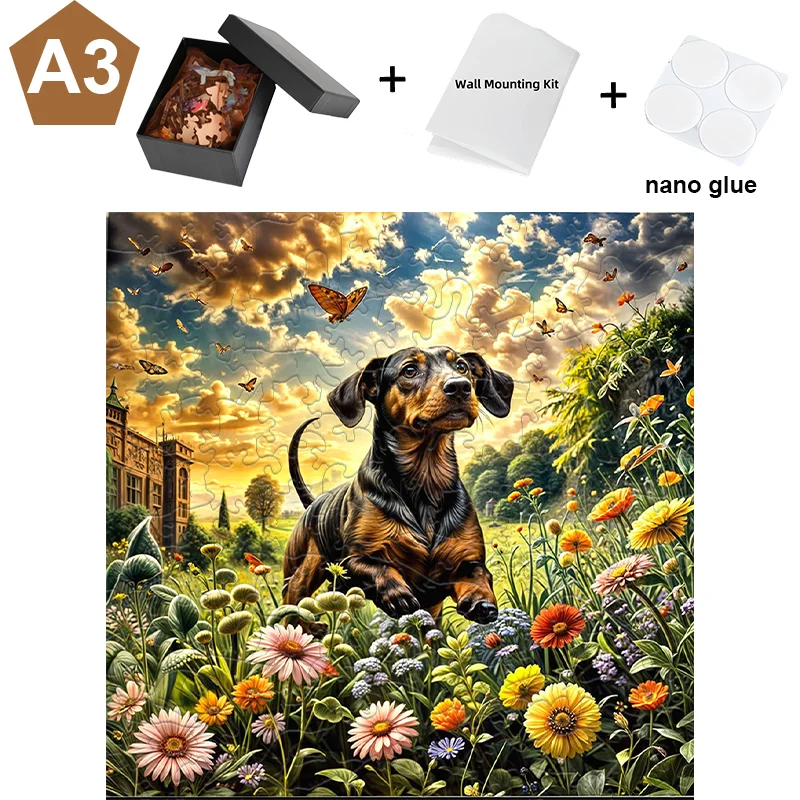 Schattige hond houten puzzel Vakantiespeelgoed Cadeau Ouder-kind interactief puzzelspel Familiebijeenkomst Sfeer Wanddecoratie