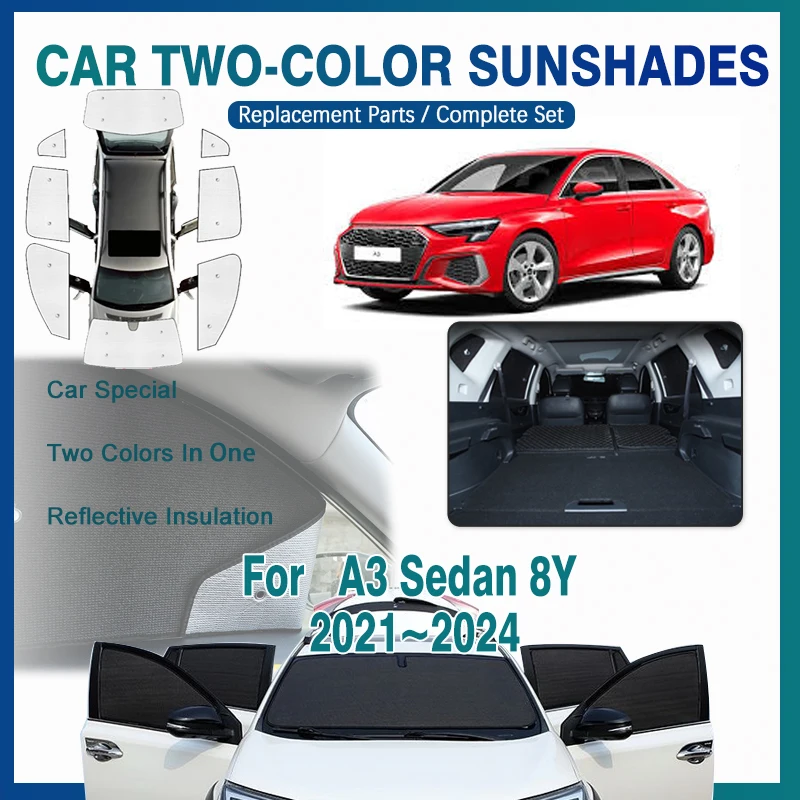 

For Audi A3 Sedan 8Y 2021 2022 2023 2024 Anti-UV Car Sun Protection Visors Window Sunshade Cover Car Sun Visor Cover Accessories