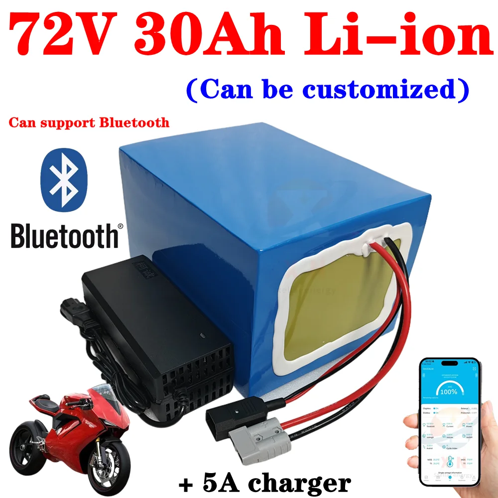 72v 30Ah batteria agli ioni di litio ai polimeri di litio APP bluetooth per bici 3500w scooter Go Cart skateboad moto + caricaba