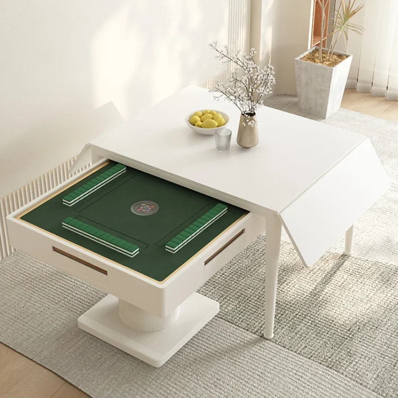 

Collapsible Mahjong Table Machine Stone Plate Dining Table Dual-Purpose in One Combination Modern Minimalist Cream Style