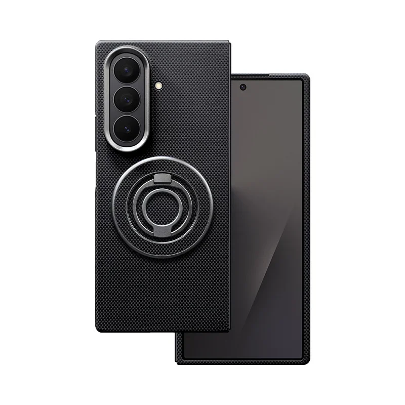 For Samsung Z Fold 8 Ultra Fold 7 6 W26 Luxury Ultra Thin Carbon Fiber Kevlar Folding Phone Case Magnetic Metal Lens Grame Cover