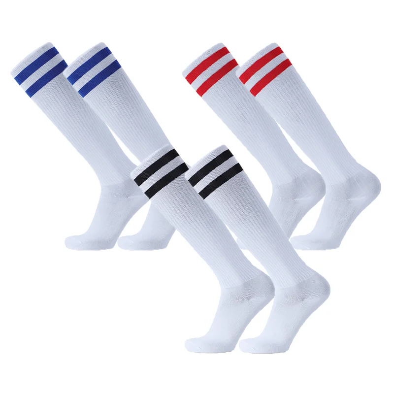 3 pairs of  Stripes Football Soccer Socks For Men Teenages Kids Boys Over the Calf Baseball Rugby Athletic Socks Women Girls