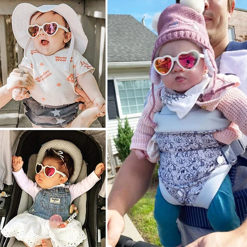 Fashion Heart Shaped Sunglasses Baby Girl Polarized UV Protection Toddler Shades 0-24 Months