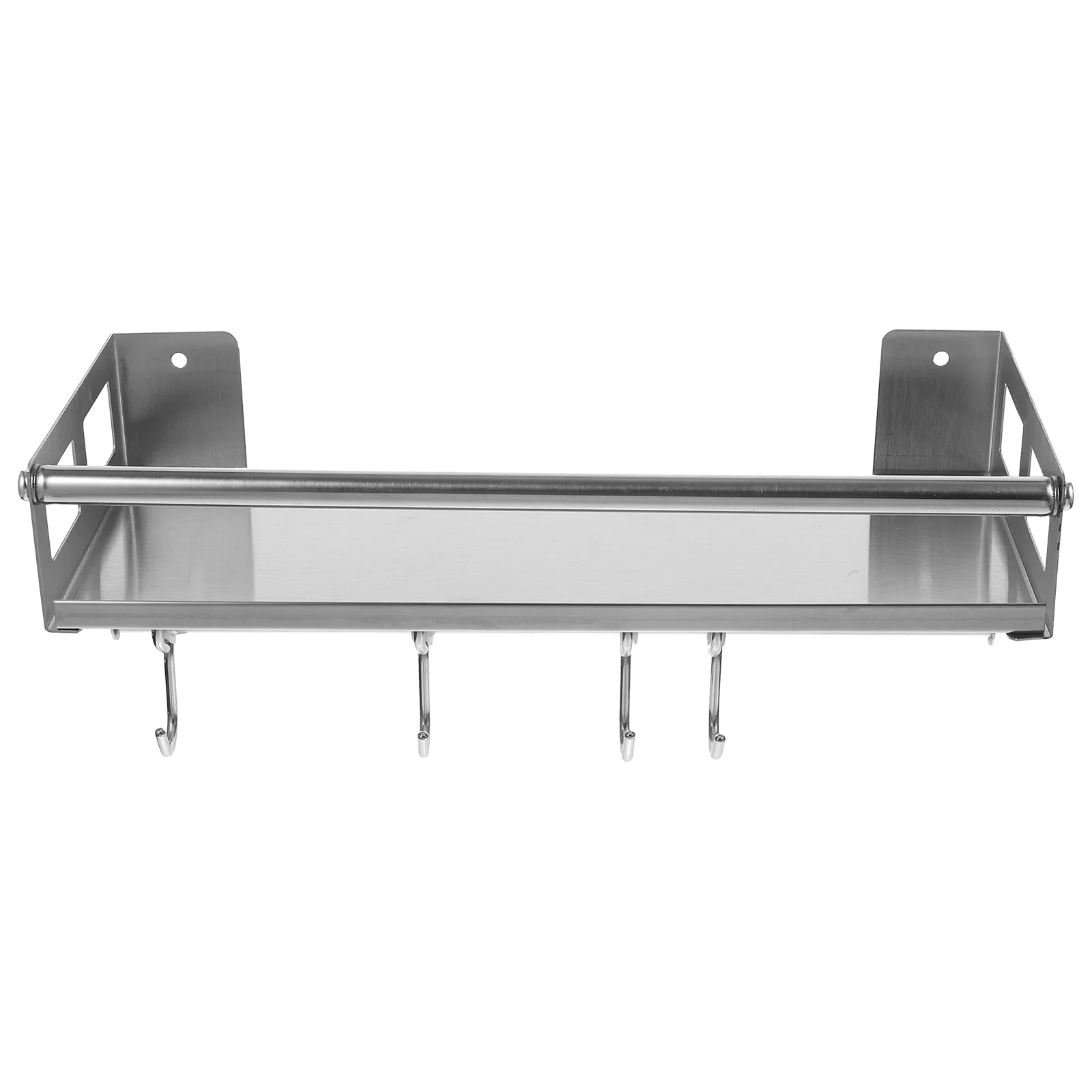 

Kitchen Rack Seasoning Firm Wall Hanging Storage Shelf Pot Stainless Steel with Hooks Stand Bracket