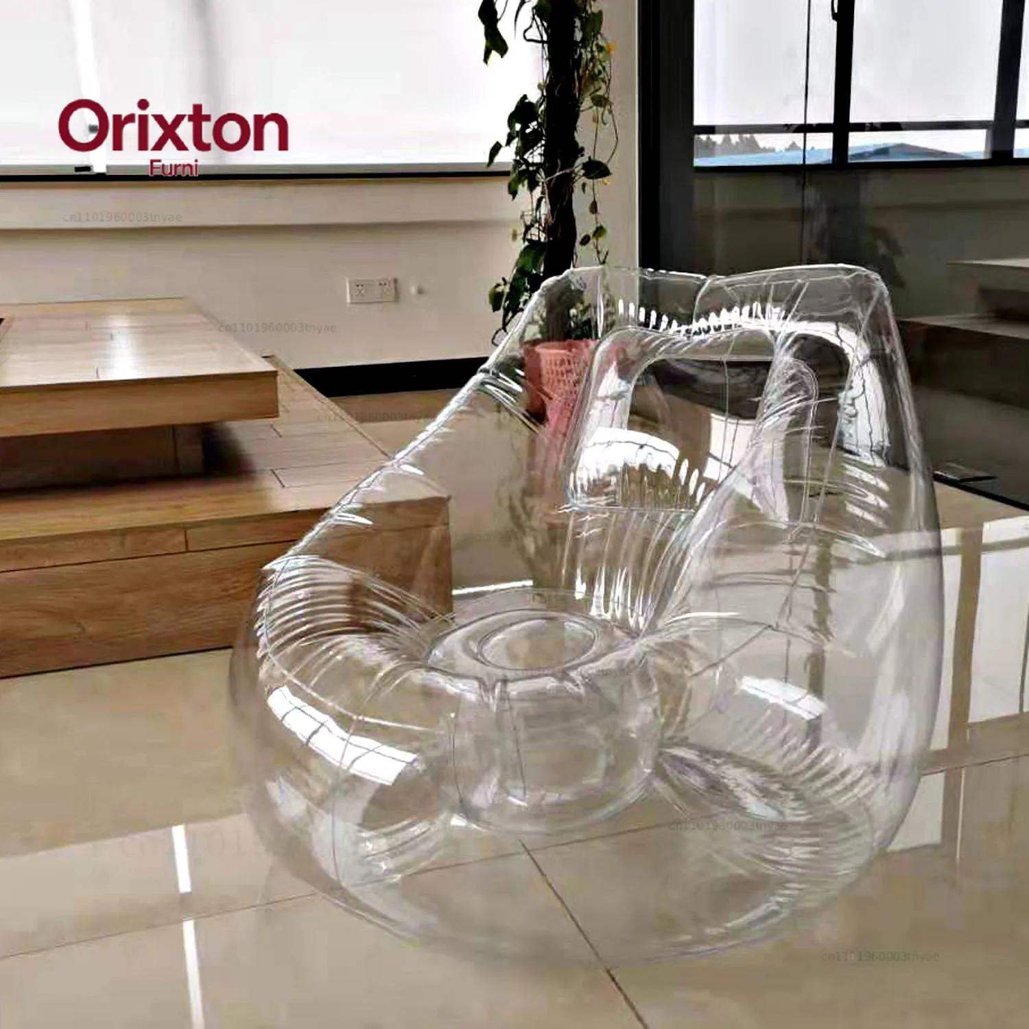 Transparent Inflatable Air Sofa Chair, Clear PVC Foldable Inflatable Single Sofa for Camping Traveling