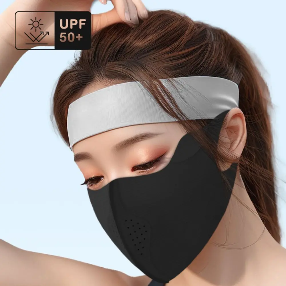

Ice Silk Sunscreen Mask Women Men Outdoor Sports Cycling Breathable Washable Reusable Masks Anti-UV Sun Face Cover