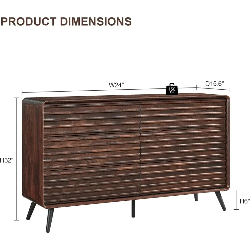 HOME. Drawers Bedroom, '' Wide Mid Modern Wood Fluted Double Drser