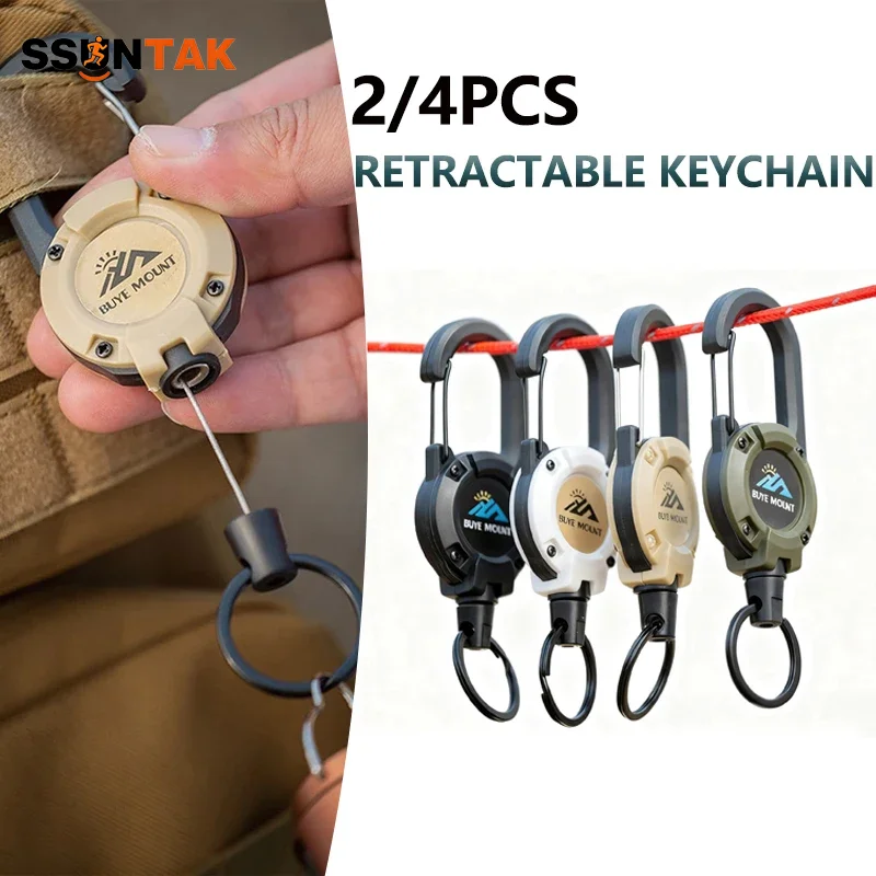 

SSUNTAK Heavy Duty Retractable Keychain-Strong Steel Wire Rope Carabiner Anti-lost Pull Buckle for Keys,Outdoor Hike,Fish,Camp