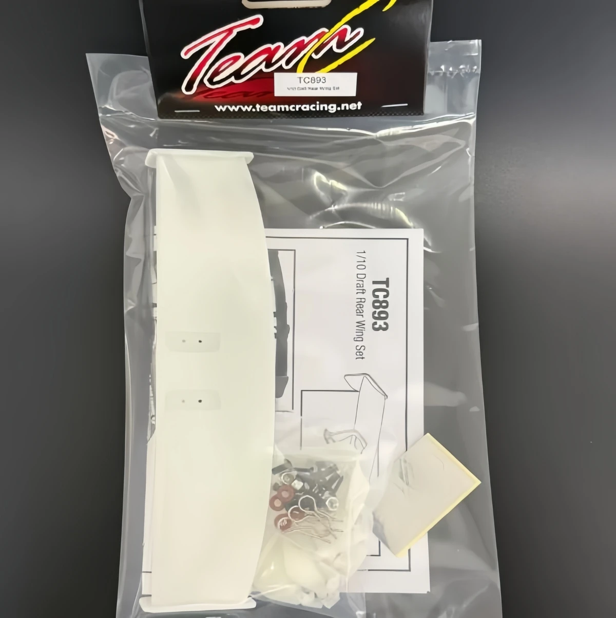 TC893 1/10 3D Printed Drift Rear Wing White with Side Mirrors for RC Drift Car