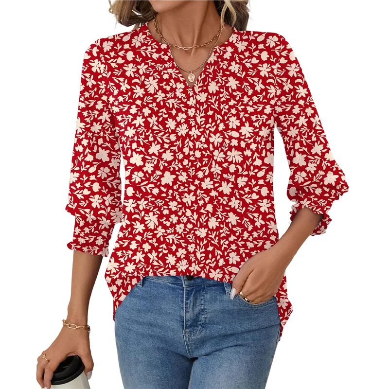 

Women's 2025 Fashion Tops 3/4 Length Sleeve Business Casual Blouses Summer Tees Shirts