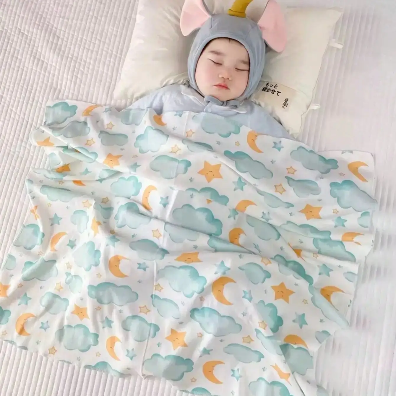 Newborn Baby Wrap Blanket Spring Summer Cartoon Printed Swaddle Blanket Infant Knit Breathable Stroller Sleeping blanket for Bir