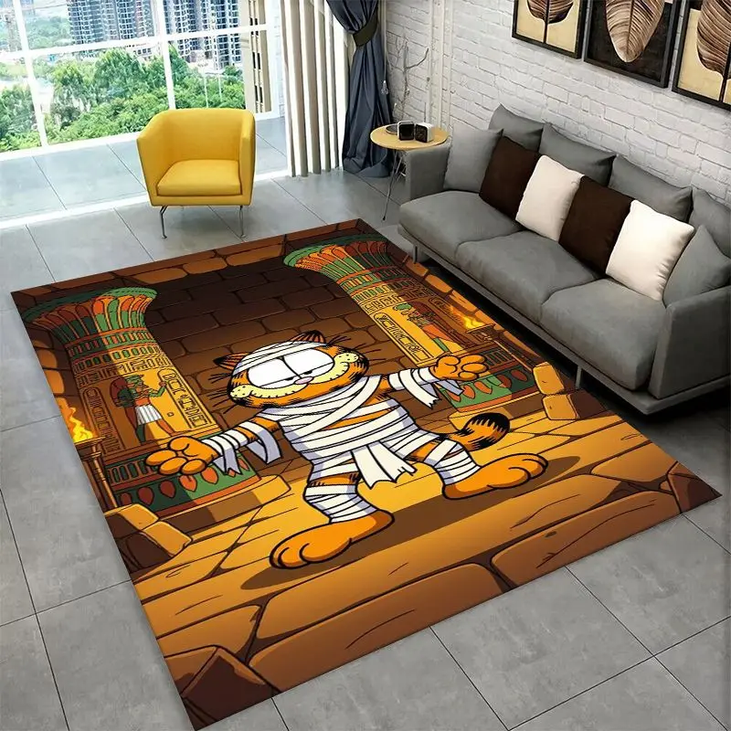 Cartoon Funny G-Garfield Cat Carpet Rug for Playroom Bedroom Living Room Sofa Home Decor,Game Area Rug Non-slip Floor Mat Fest