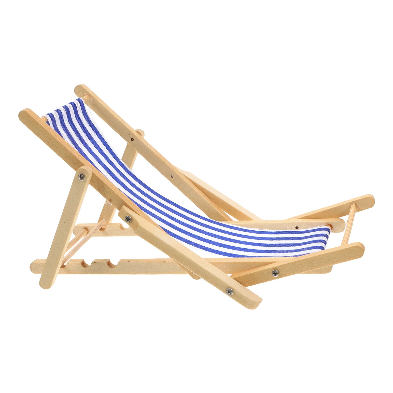 Beach Chair Miniature Foldable Dolls Furniture Chaise Longue Wood House Cloth for Kids