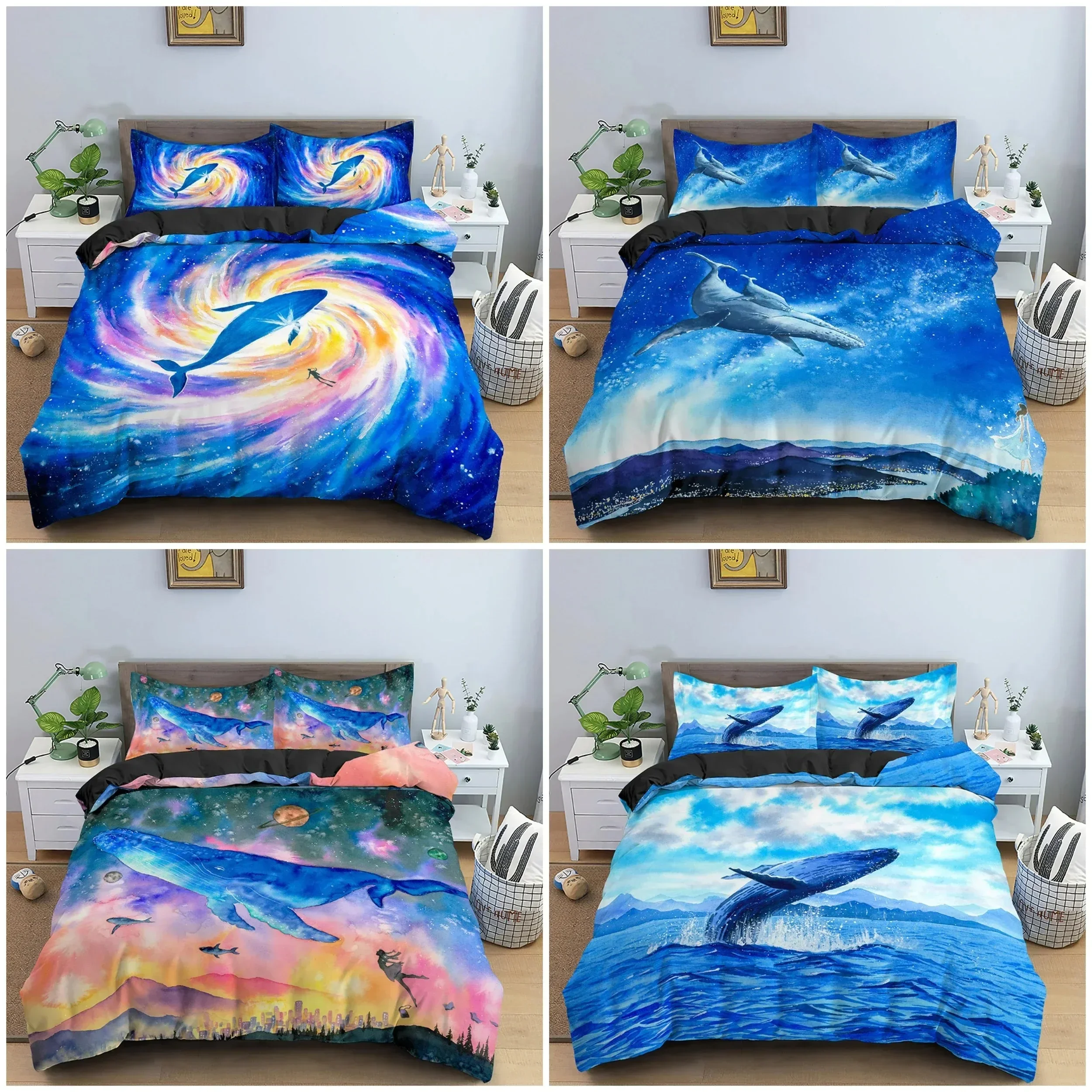 Top Marine Animal Duvet Cover Set Comforter Cover Shark Pattern Bedding Set With Pillowcases Twin Full Queen King Size Bed Set