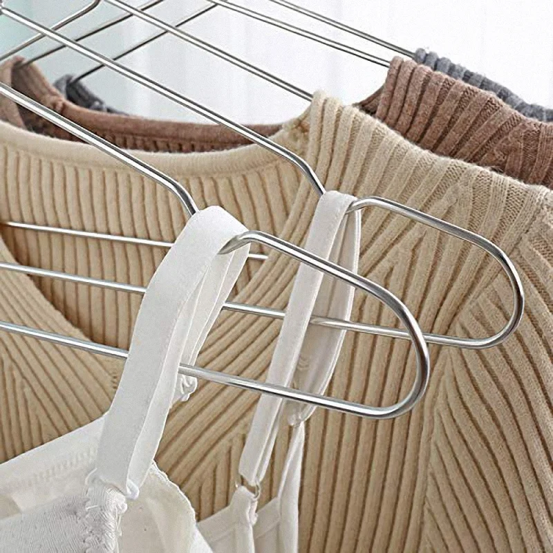 FLYY-Kleiderbügel aus Edelstahl, 40 cm, 20 Stück, Kleiderbügel für Kleidung, Standard-Kleiderbügel mit Kerben, platzsparend – Detail 1