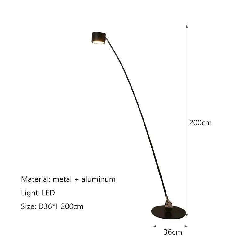 Nordic Home Decorations Floor Lamp Black Long Pole Salon Led Lights Living Corner Sofa Bedroom Bedside Standing Fishing Light