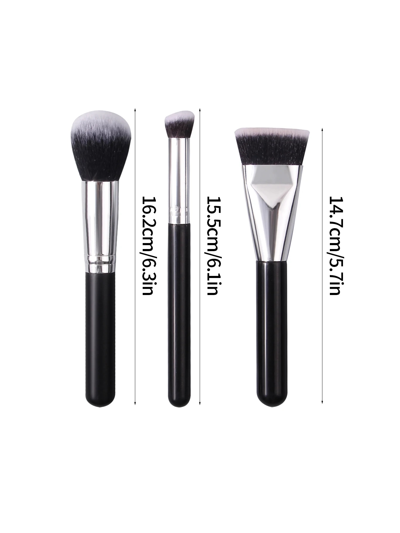 Pincel de contorno de cabeça plana macia 3 peças, pincel corretivo, pincel solto, pincel de maquiagem facial multifuncional, ferramenta de maquiagem portátil