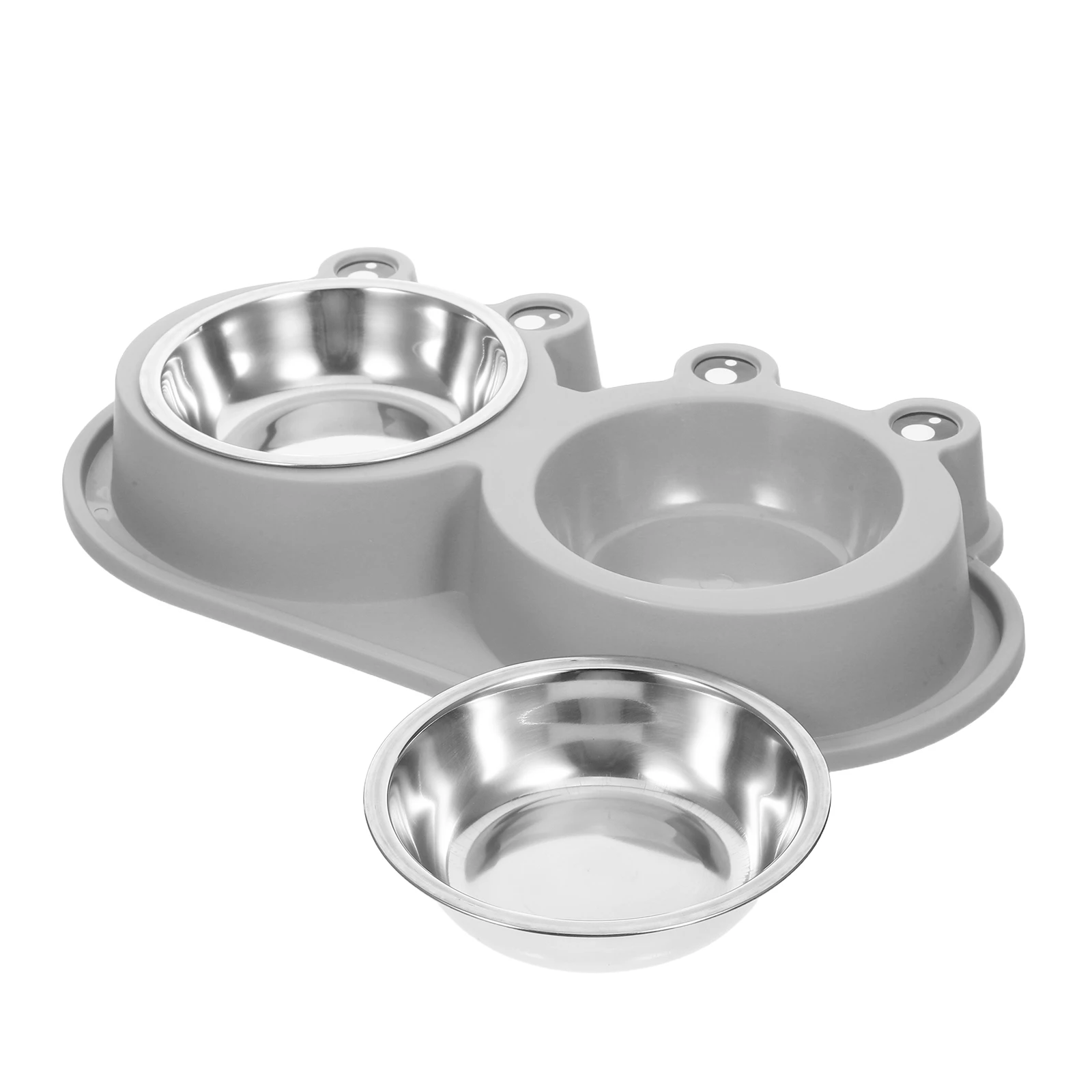 

Dog Set Double Cat Non-Slip Stainless Steel Feeder Food Water For Cats Dogs Puppies Ant-Proof Moat Design Outdoor Use Small