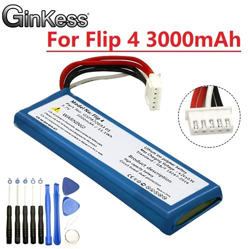 3.7V 3000mAh Battery GSP872693 01 + Tools For Bateria JBL Flip4 Flip 4 Special Edition Bluetooth Audio Battery